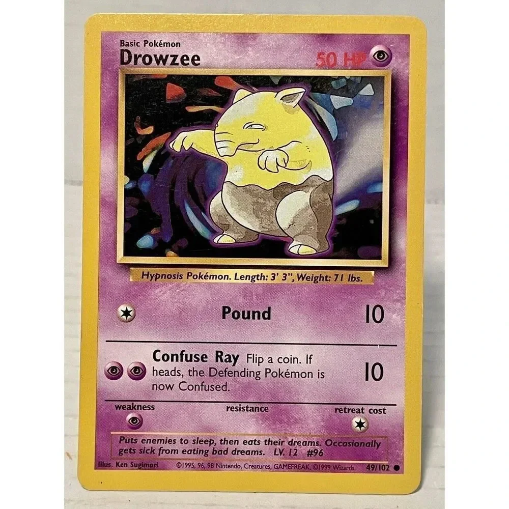 1999 Pokemon TCG Base‎ Set #49/102 Drowzee Unlimited Non-Holo